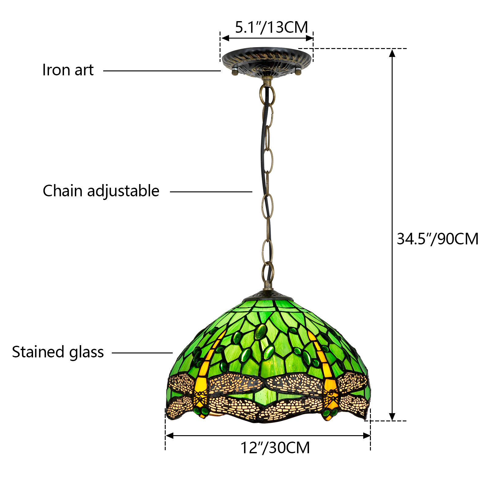 Tiffany stained glass lighting dinning table hanging pendant lamp fixture Green Dragonfly living room modern luxury chandeliers