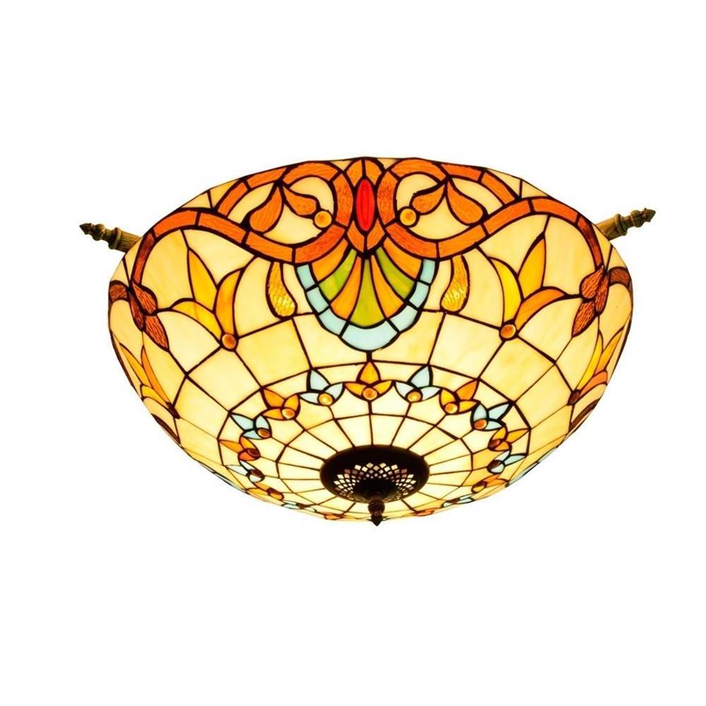 Tiffany style baroque ceiling light E27 stained glass shade flush mount ceiling lamp for living room bedroom kitchen hallway