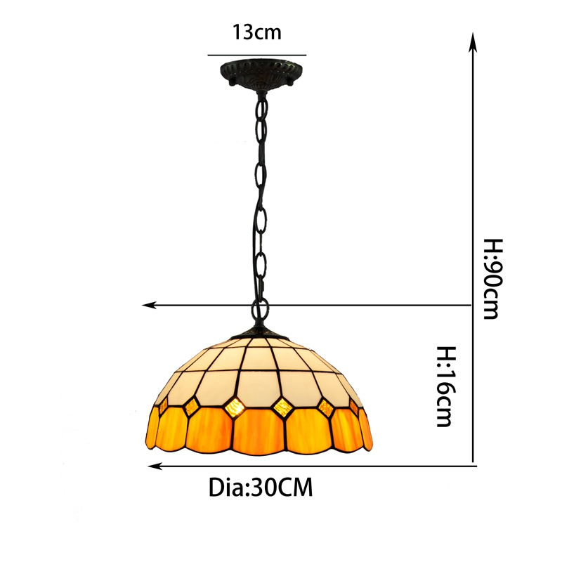 12 inch Tiffany stained glass lamp retro creative personality Bar Cafe corridor chandelier light yellow children's pendent lamp