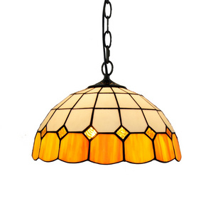 12 inch Tiffany stained glass lamp retro creative personality Bar Cafe corridor chandelier light yellow children's pendent lamp