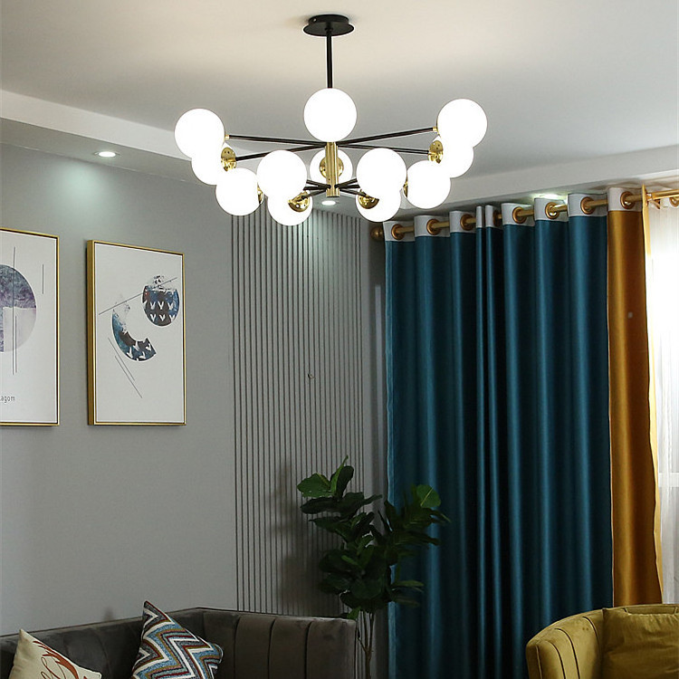 308 Modern decorative nordic style led pendant lighting sputnik black golden chandelier for living room bedroom glass chandelier