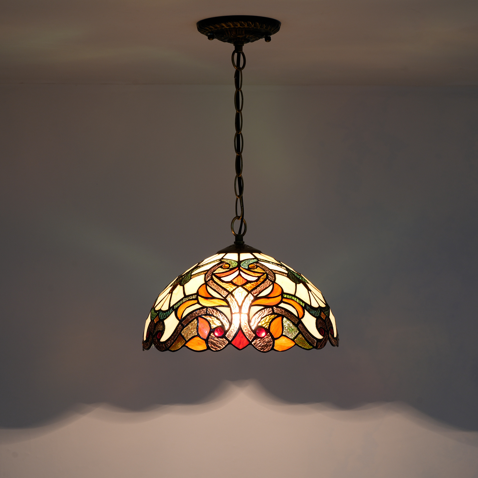 Red Baroque hanging lamp living room modern luxury chandeliers decorative ceiling lamp Tiffany staiendglass indoor pendant light