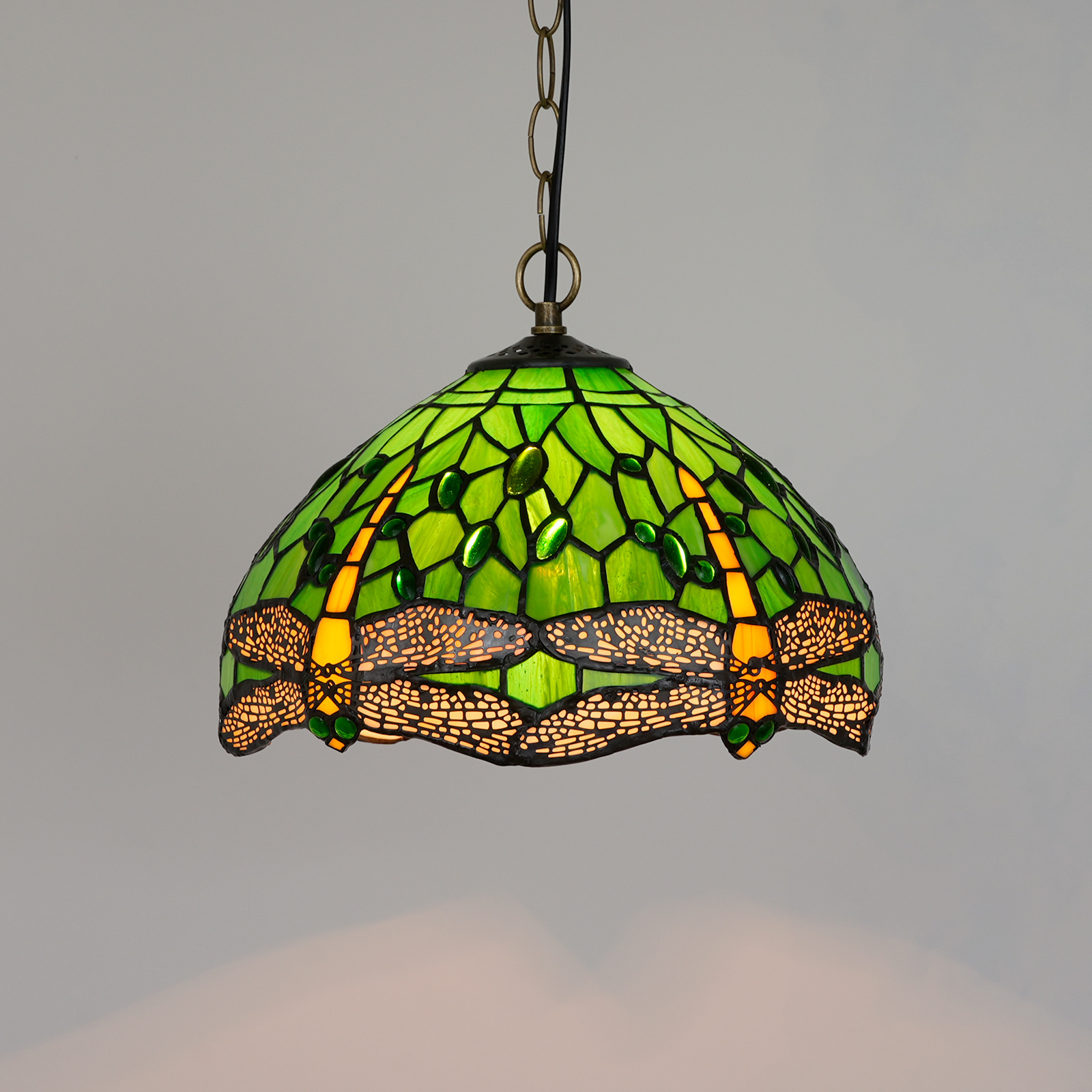 Tiffany stained glass lighting dinning table hanging pendant lamp fixture Green Dragonfly living room modern luxury chandeliers