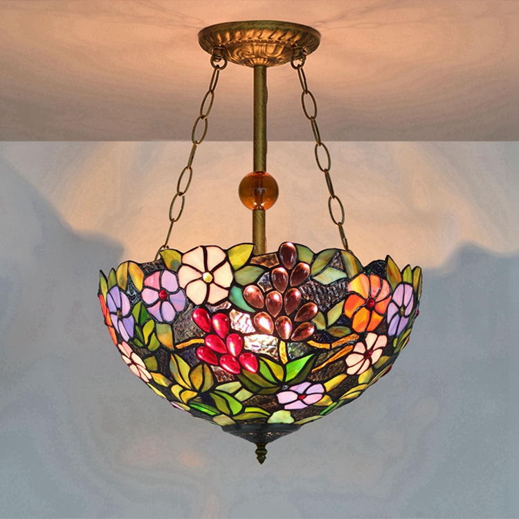 16 inch Victorian style garden grape Chandeliers for living room stairway foyer entryway Tiffany ceiling lights pendant lights