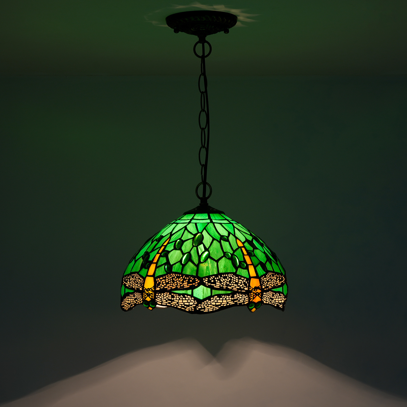 Tiffany stained glass lighting dinning table hanging pendant lamp fixture Green Dragonfly living room modern luxury chandeliers