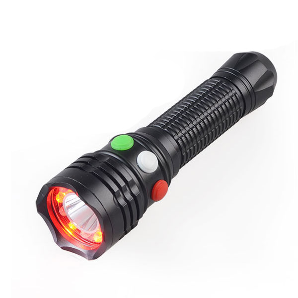 High Power maintenance strong magnetic red green white strong light Rechargeable LED Flashlight  Torch Tactical Flashlight