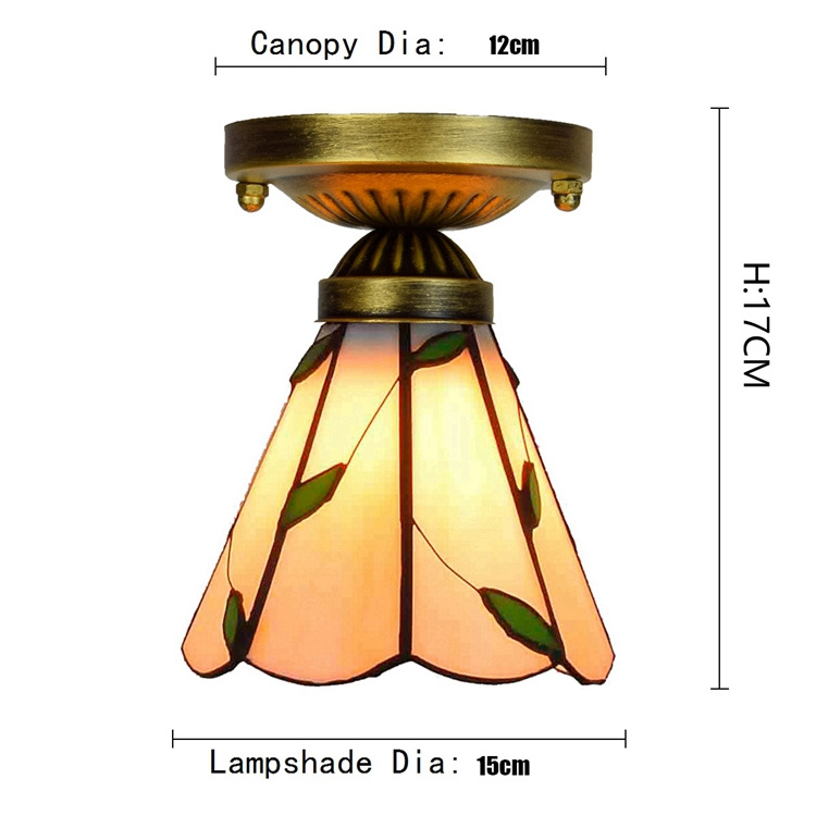 Tiffany Corridor Ceiling Light European Green Glass Bud Bedroom Ceiling Lamp Balcony Hallway Porch Ceiling Lighting Fixtures