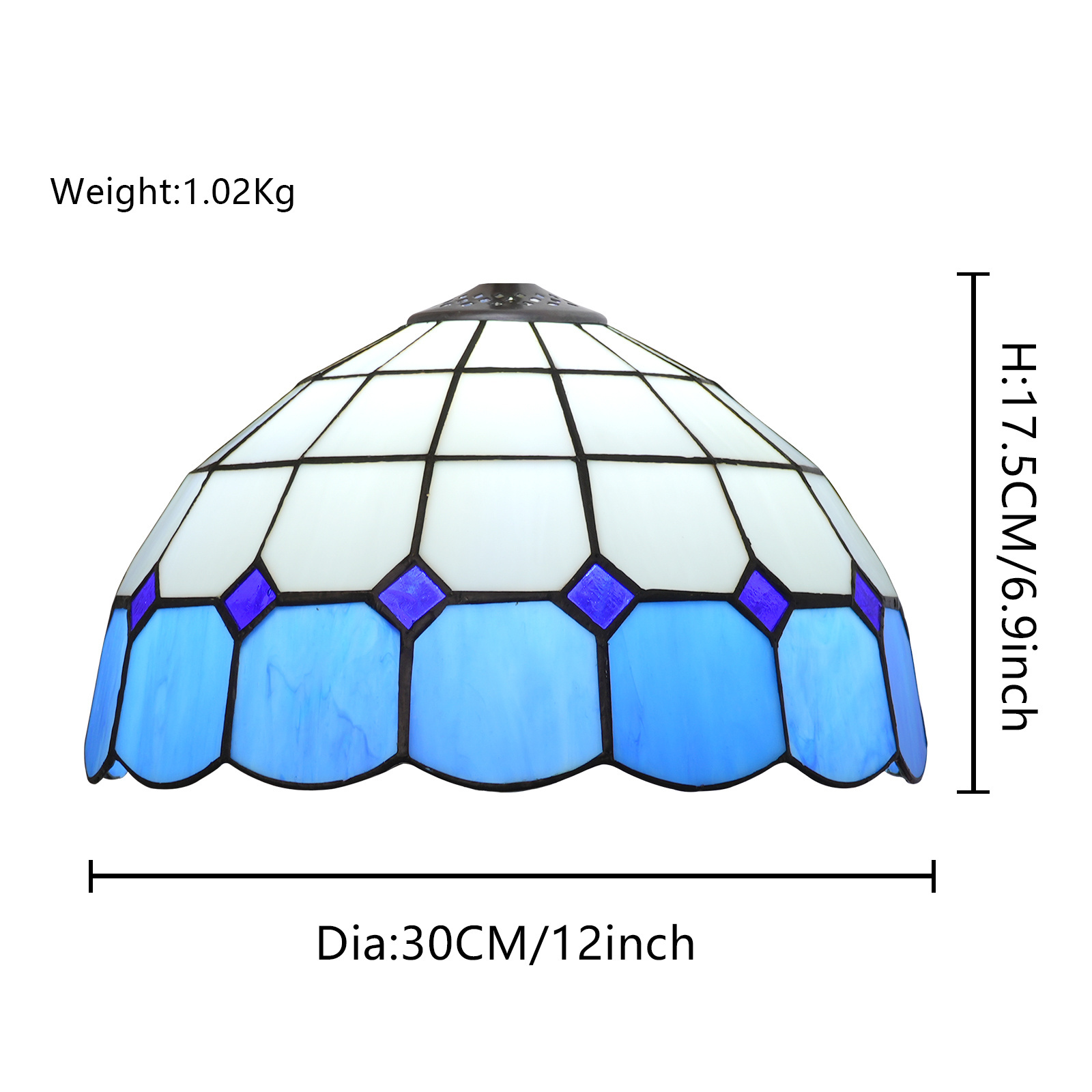 12 inch Stained Glass Replacement Lampshade Minimalistic Mediterranean Lamp Cover Fit For Table Lamp Pendant Light Ceiling Light