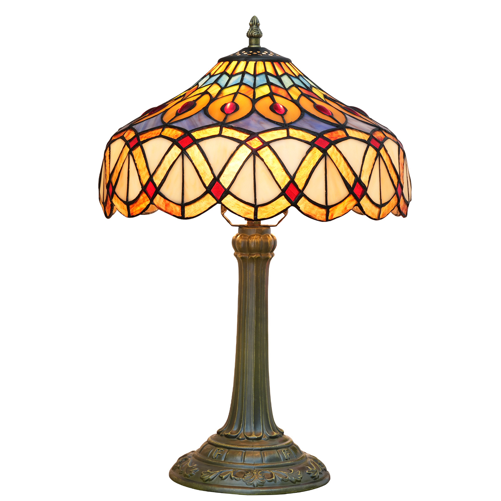 Tiffany stained glass table lamp European vintage peacock feather bedroom bedside Dining room desk decoration table lamps