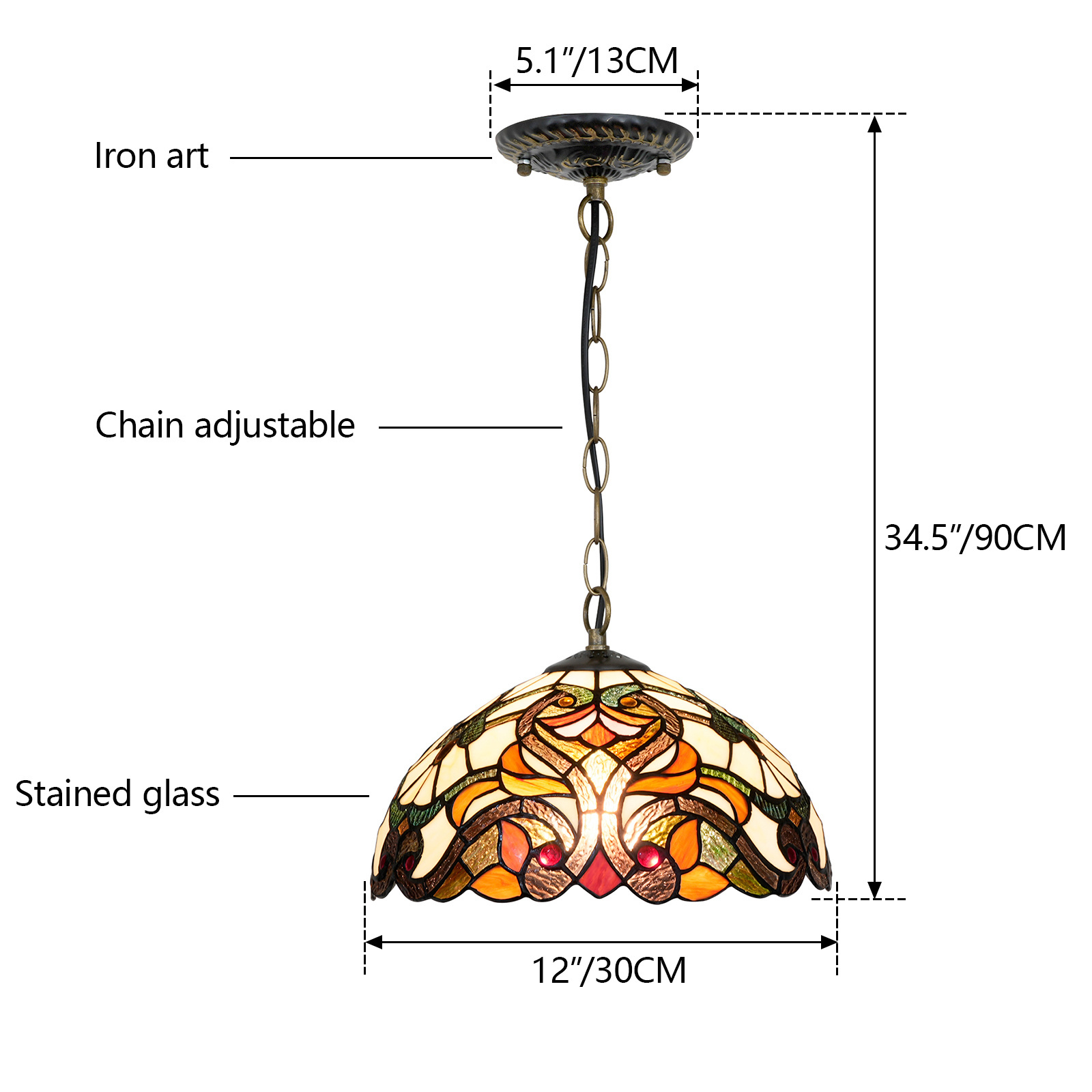 Red Baroque hanging lamp living room modern luxury chandeliers decorative ceiling lamp Tiffany staiendglass indoor pendant light