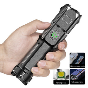 D078  Brightest 1000 lumens flashlight torch light led flashlight long range powerful zoomable rechargeable tactical flashlights