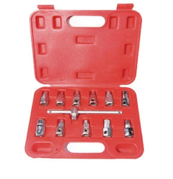 Good Quality Auto Tools 12Pcs Oil Drain Sump Plug Key Socket Set Portable Gearbox Removal Wrench