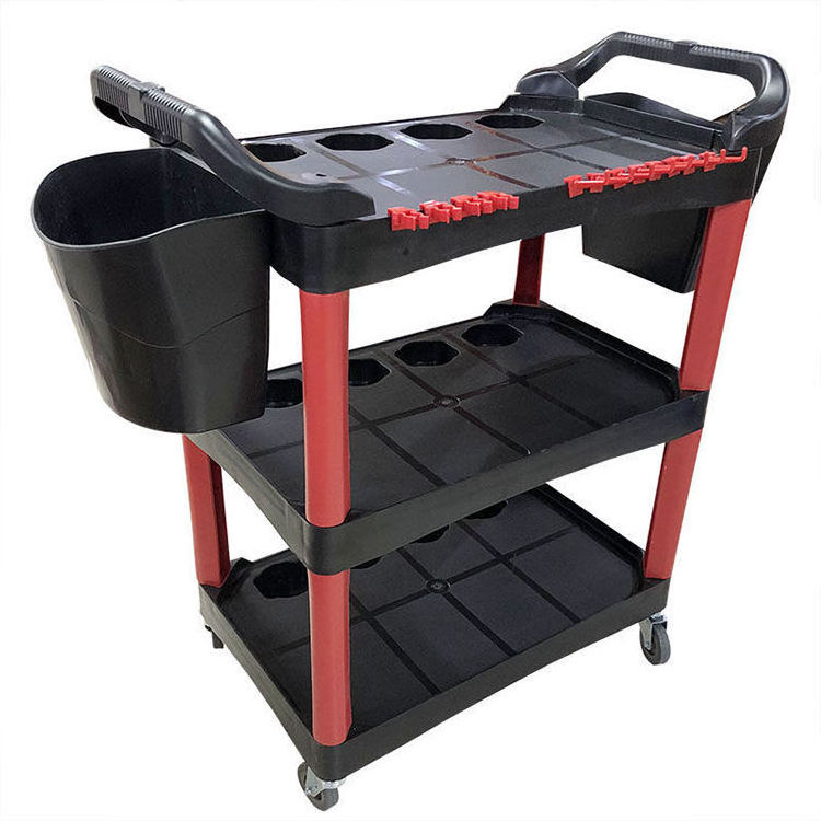 Multi-functional Car Detailing Three-layer Trolley Cart Popular Car Wash Tool Trolley