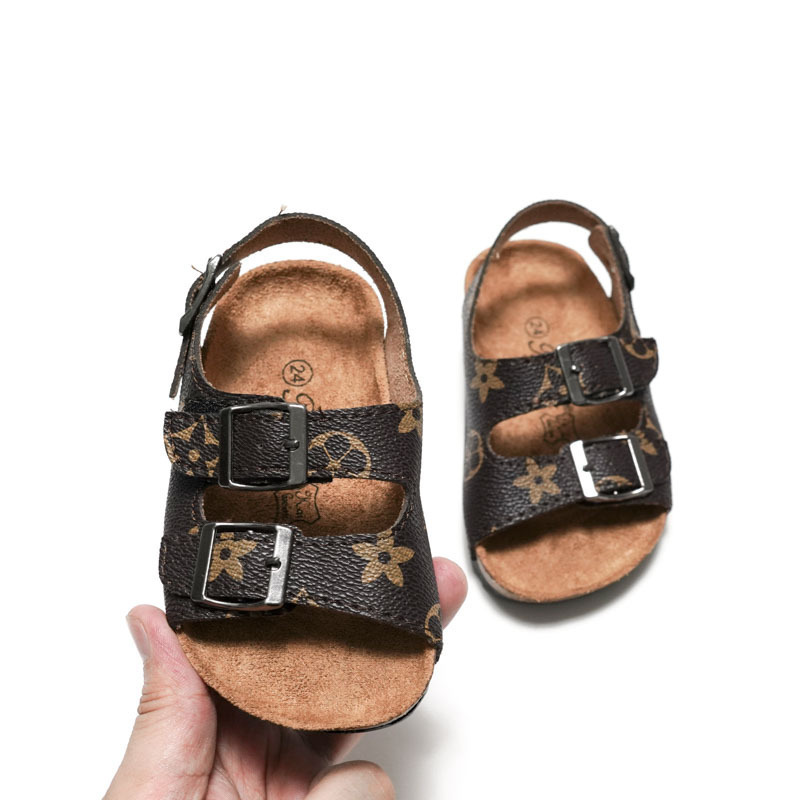 Children cork sandals shoes kids boys girls holiday sand summer beach shoe loose-fitting soft bottom sandals walking shoes