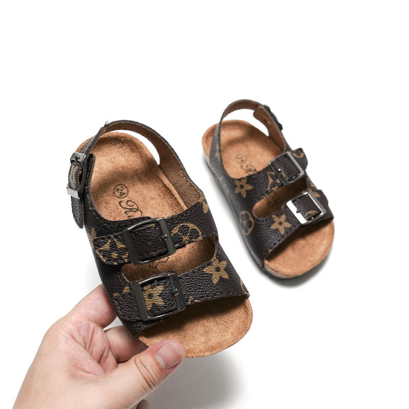 Children cork sandals shoes kids boys girls holiday sand summer beach shoe loose-fitting soft bottom sandals walking shoes