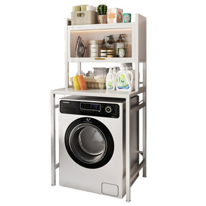 laundry rack stand type bathroom 3-layer storage rack with cabinet door Flip toilet washing machine floor storage shelf