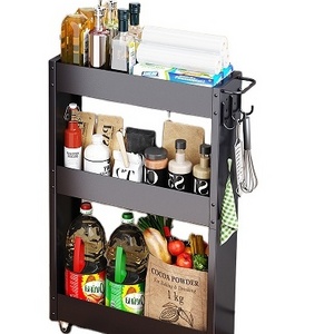 Slim Storage Cart 3-4 Tier Bathroom Kitchen Organization Slide Out Cart Narrow Utility Cart Wine Bottle Organizer rack