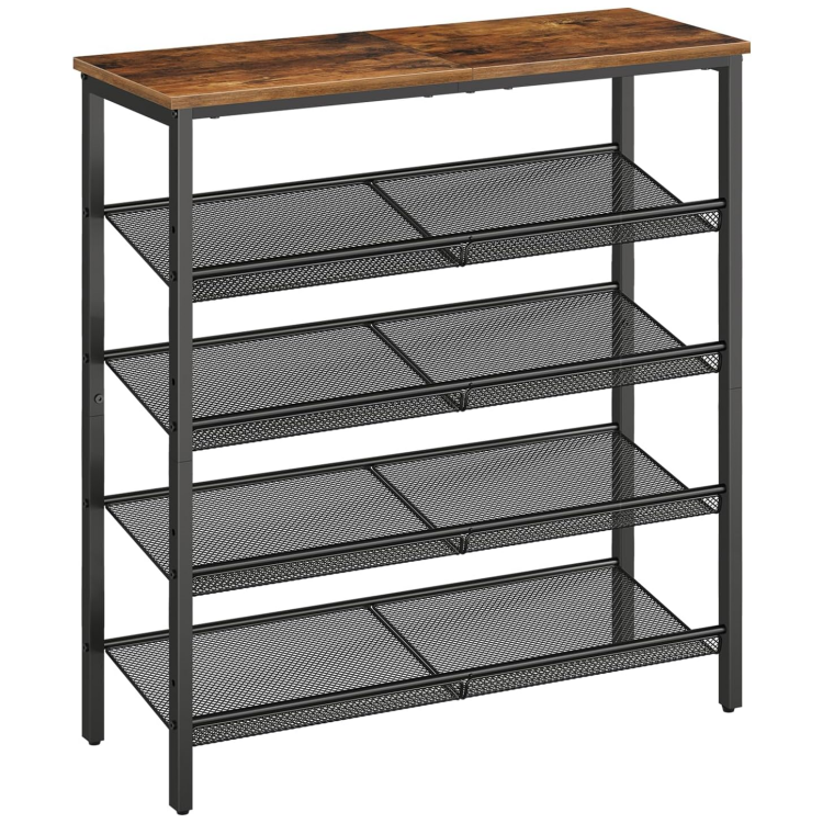 Shoe Rack 5-Tier Storage with Adjustable Mesh Shelves  Durable Spacious Top Free Standing Shoe Racks Entryway Furniture