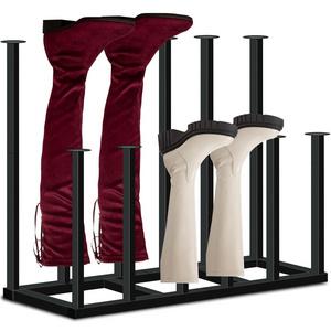 Freestanding Shoe Rack for Tall Boots Wrought Iron Knee-High Boot Storage Rack Heavy Duty 6 Pair Boot Rack for Closets Entryway