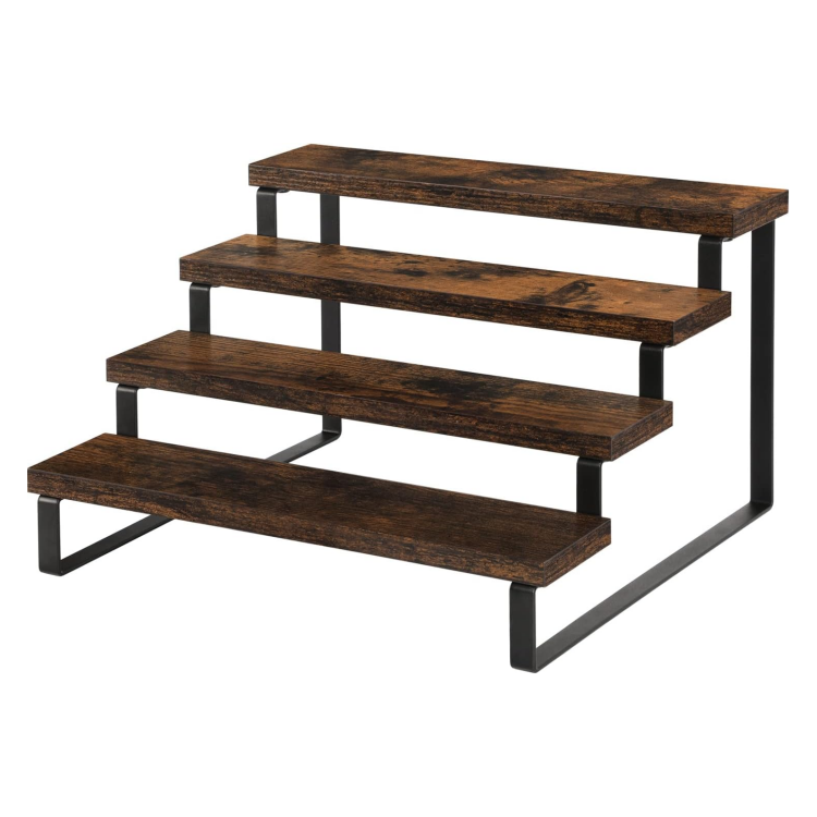 Wood Display Riser Stand Wooden Display Riser Shelf 4 Tier Kitchen Counter Shelf Spice Rack Organizer