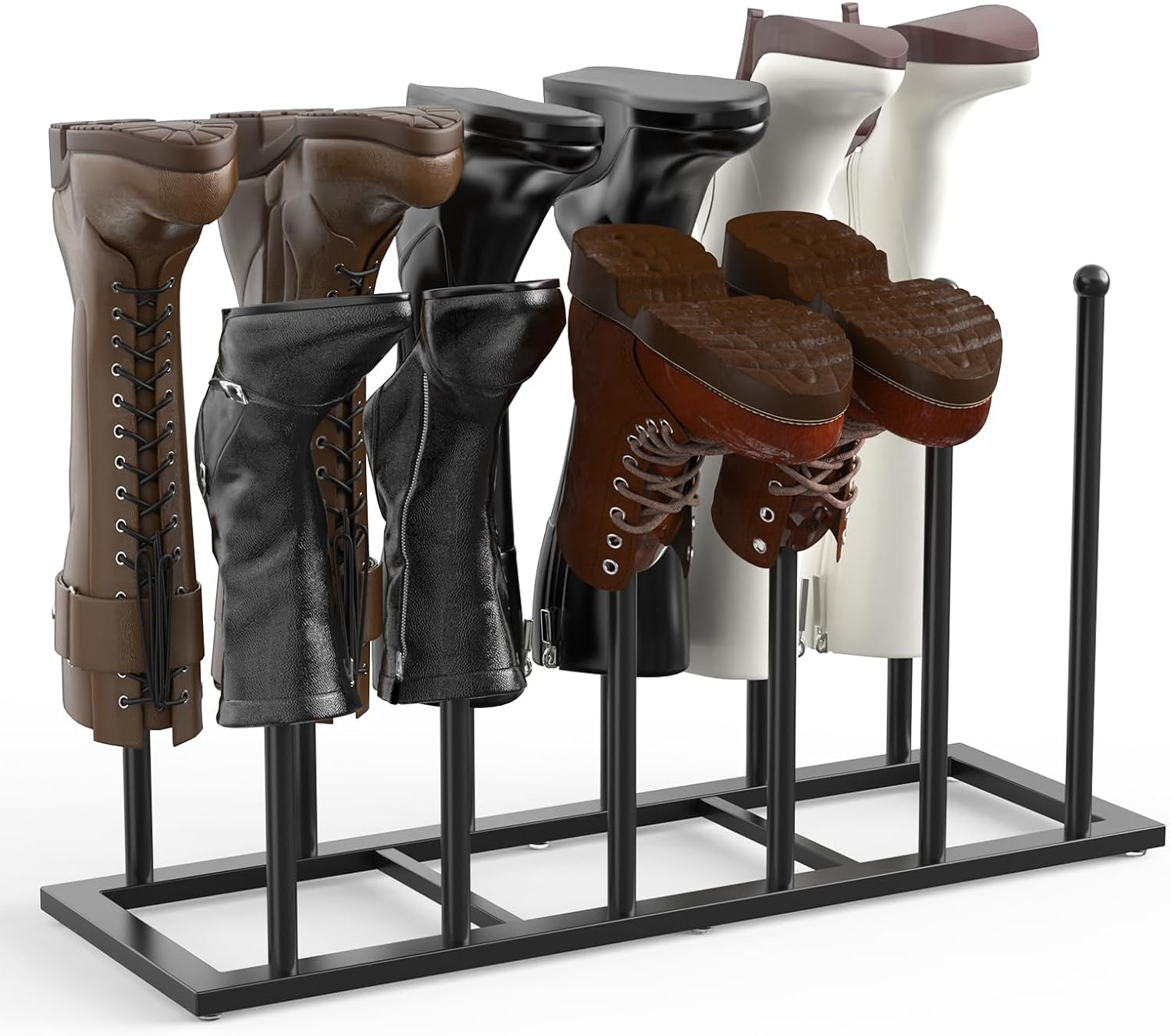 Holds 6 Pairs Entry Freestanding Boot Rack 19.5 Inch Organizer Tall Boots Metal Boot Storage Closet Living Room