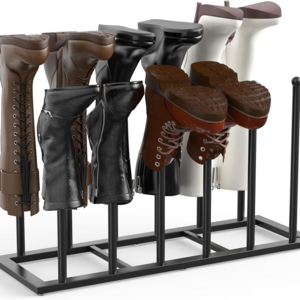 Holds 6 Pairs Entry Freestanding Boot Rack 19.5 Inch Organizer Tall Boots Metal Boot Storage Closet Living Room