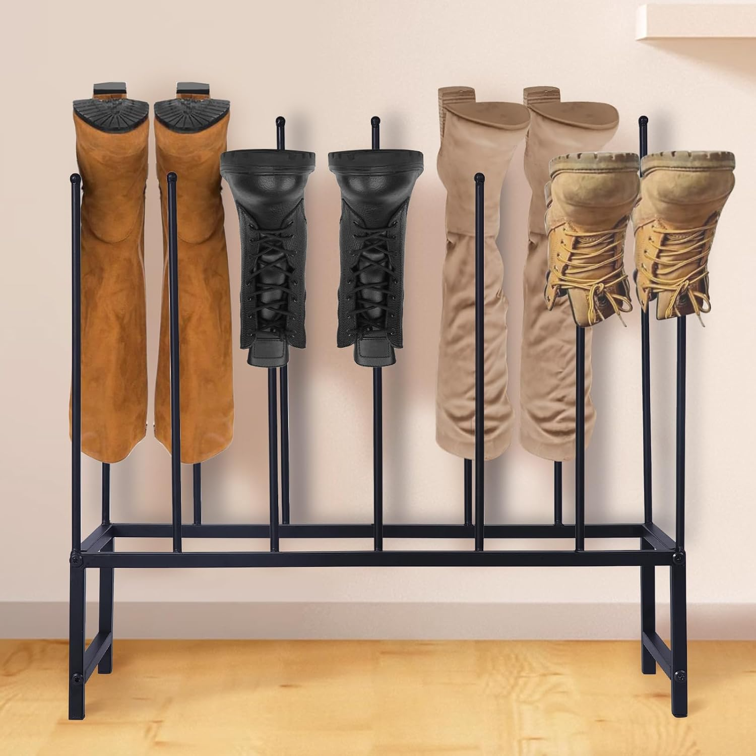 Black Shoe Rack Organizer For Dorm Room Closet Entryway Fits 8 Pairs Shoe Storage Cabinet Storage High Boots Shoe Racks