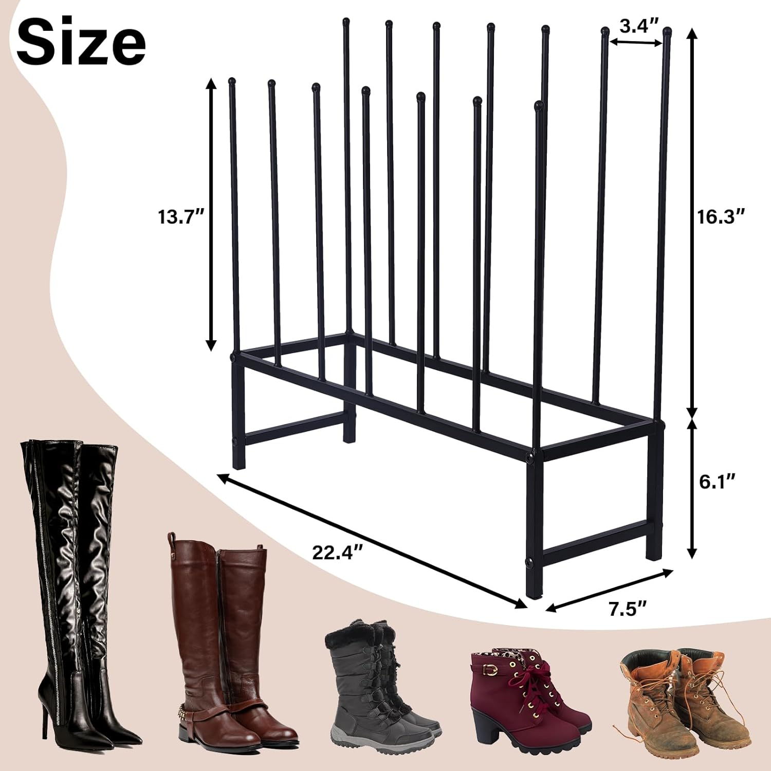 Black Shoe Rack Organizer For Dorm Room Closet Entryway Fits 8 Pairs Shoe Storage Cabinet Storage High Boots Shoe Racks