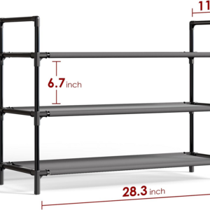 Sturdy and durable metal 3-tier storage shoe rack for closets garages and hallways Stackable shoe rack holds up to 16 pairs of s