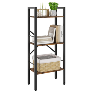 3 Tier Ladder Shelf Industrial Ladder Bookshelf Narrow Small Bookshelf with Metal Frame Book Shelf for Bedroom