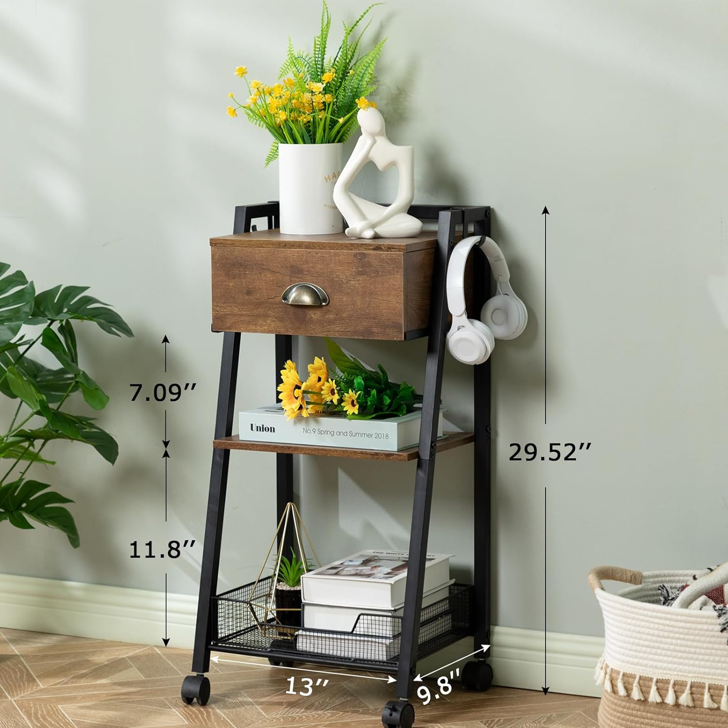 Kalrin Over The Toilet Storage Shelf, 4-Tier Wooden Bathroom Organizer Adjustable Saver Space Rack With Toilet Paper Holder, Brown