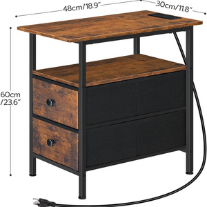 Fits in Living Room Bedroom Farmhouse Mall Apartment Inn Rustic Narrow Side Table with USB Port Nightstand