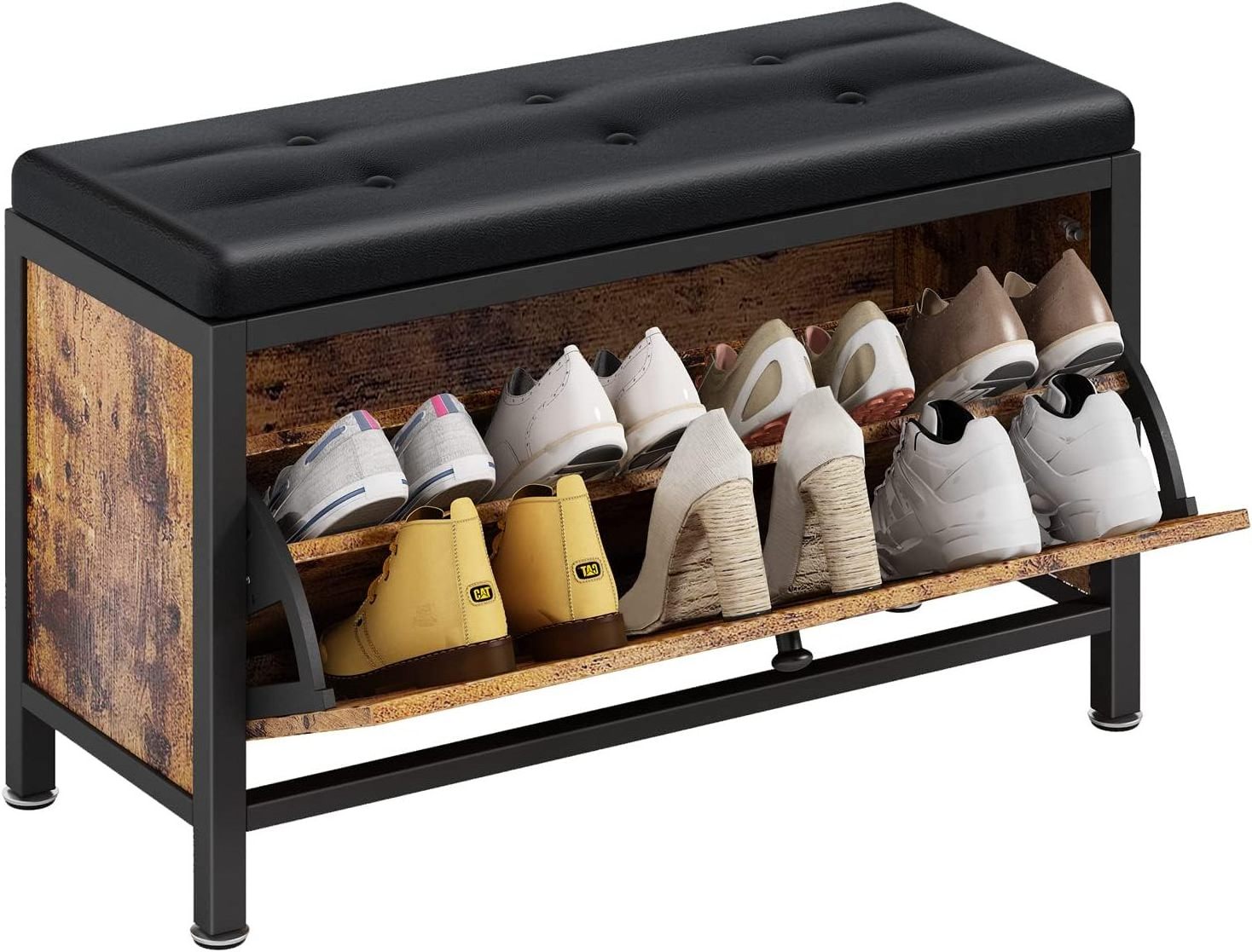 Shoe Rack Bench with Door Entryway Storage Cabinet with Hidden Shoe Storage Shelf Shoe Storage Bench