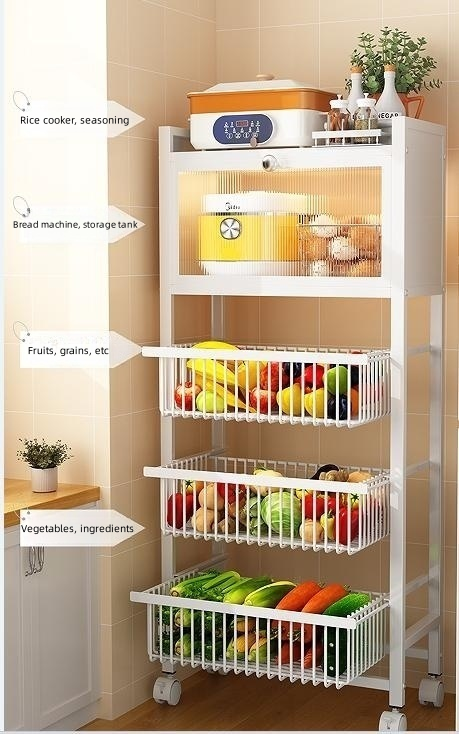 Multi layered and multifunctional 2023 Kitchen Cart with Cabinets, Living Room Shelf, Fruit Basket, Pot Storage Rack