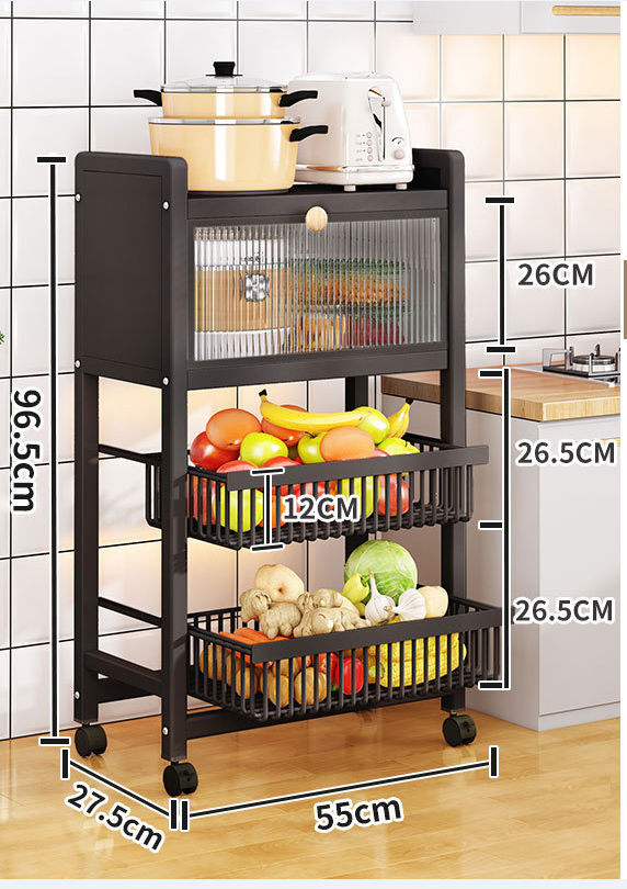 Multi layered and multifunctional 2023 Kitchen Cart with Cabinets, Living Room Shelf, Fruit Basket, Pot Storage Rack