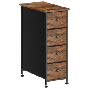 Narrow Dresser Storage Tower with 4 Removable Fabric Drawers Slim Dresser with Steel Frame Wood Top Organizer