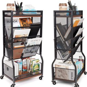 8 Tier Rolling Bookshelf Cart with Wheels Spacious Storage Capacity storage Cart Rolling Cart Organizer