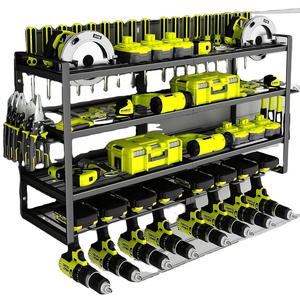 Power Tool Organizer 8 Drill Racks Wall Mounted 4 Tier Heavy Duty Metal Garage Tool with Screwdriver Rack Pliers Racks