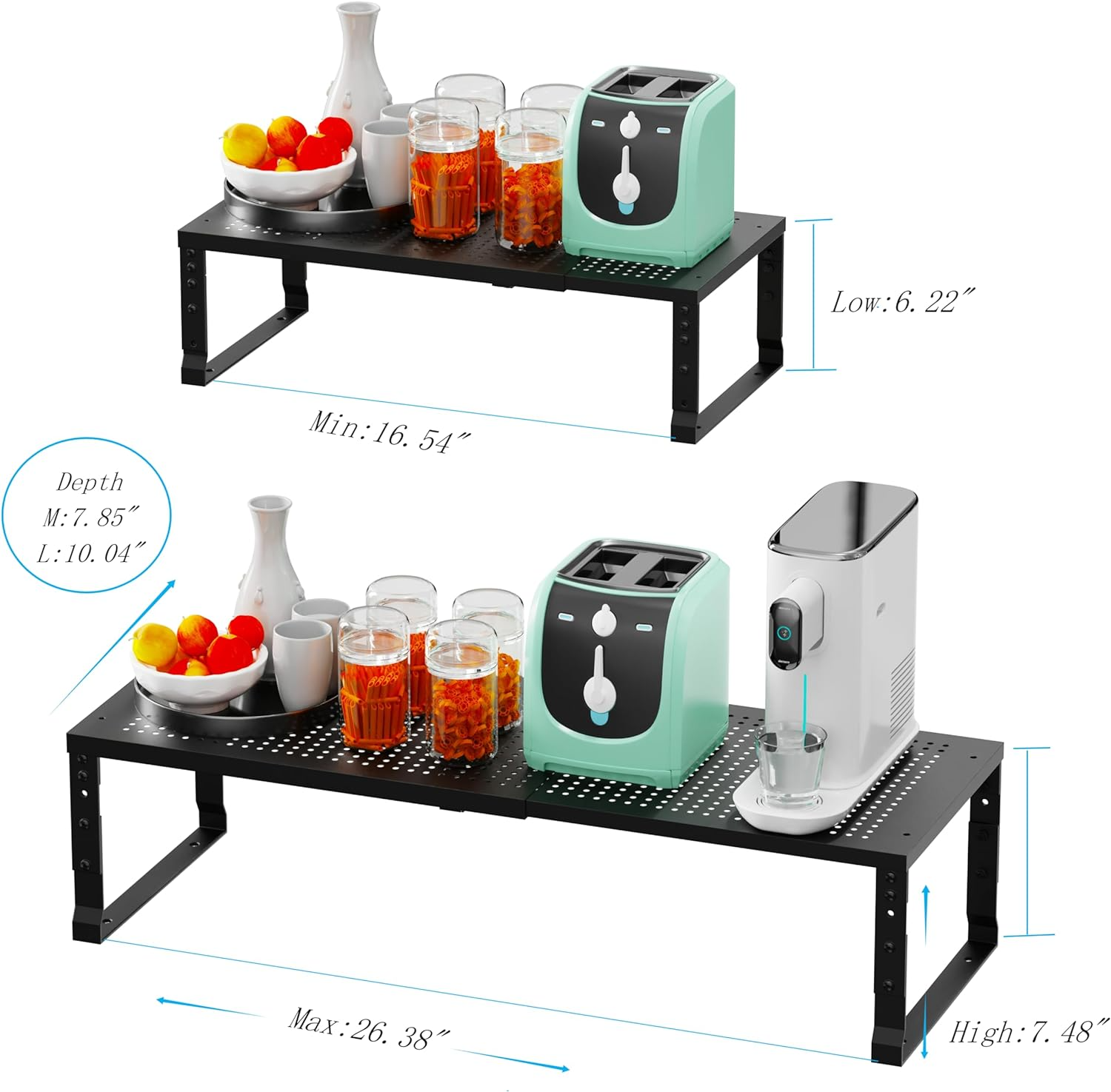 Countertop Cabinet Pantry Etc Counter Shelves Expandable Adjustable Spice Rack Kitchen Cabinet Organizer Stacking Storage Racks