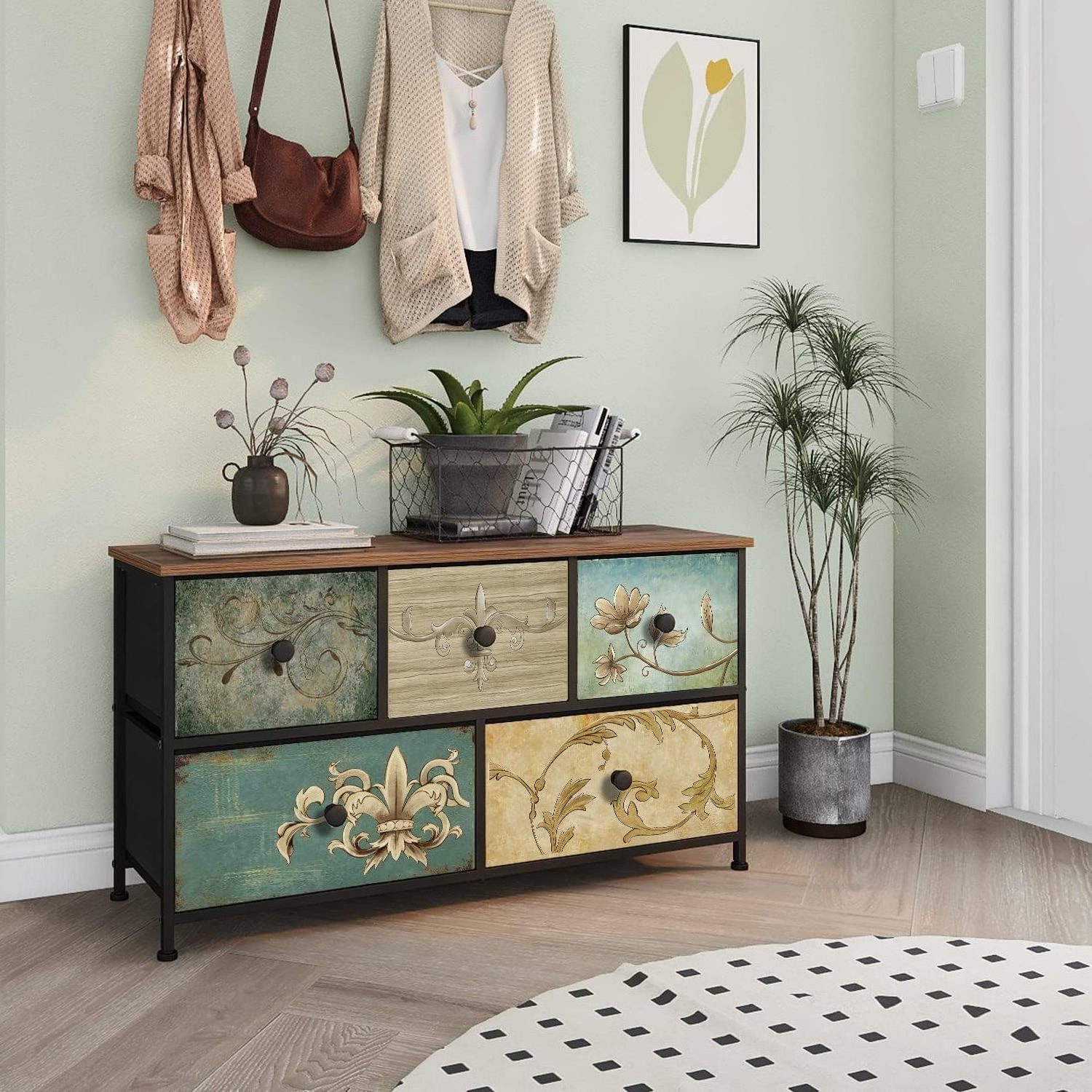 Dresser with Drawers for Bedroom Chest of Drawers Fabric Dresser for Closet Nursery Entryway Hall Tree TV Stand for Living Room