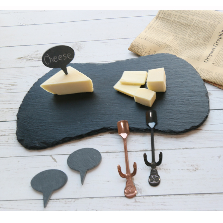 Natural slate writing boards with chalks stone school blackboard