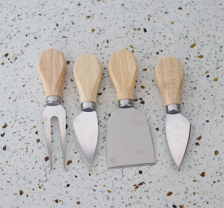 Gift Box 4 pcs Cheese Knives Set with Wooden Handle Spreader Knife Charcuterie Board Accessories Stainless Steel Butter Knife