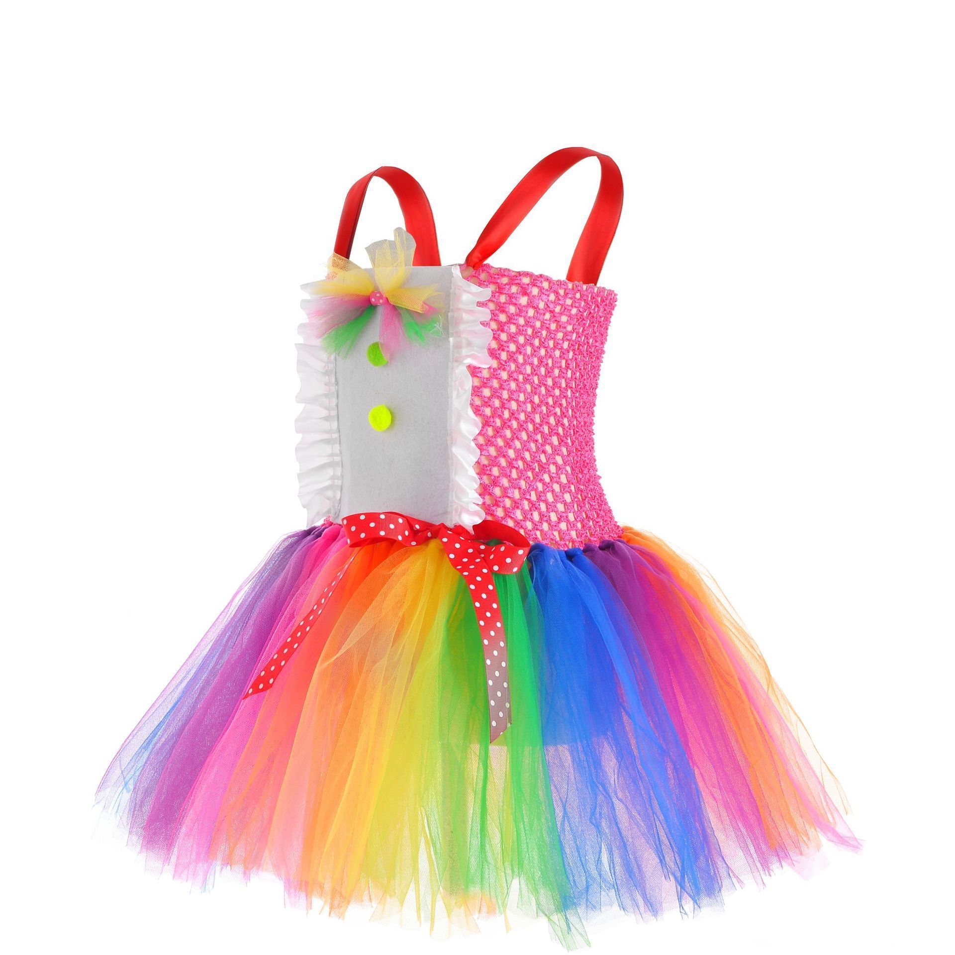 2022 Carnival Party Birthday Rainbow Lollipop Tutu Dress Candy Costume for Girls with Headband