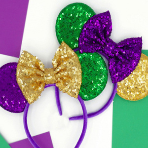 Cute Mouse Ear Headgear Sequins Designer Headbands Amusement Park Hair Accessories In Bulk Mixed Wholesale