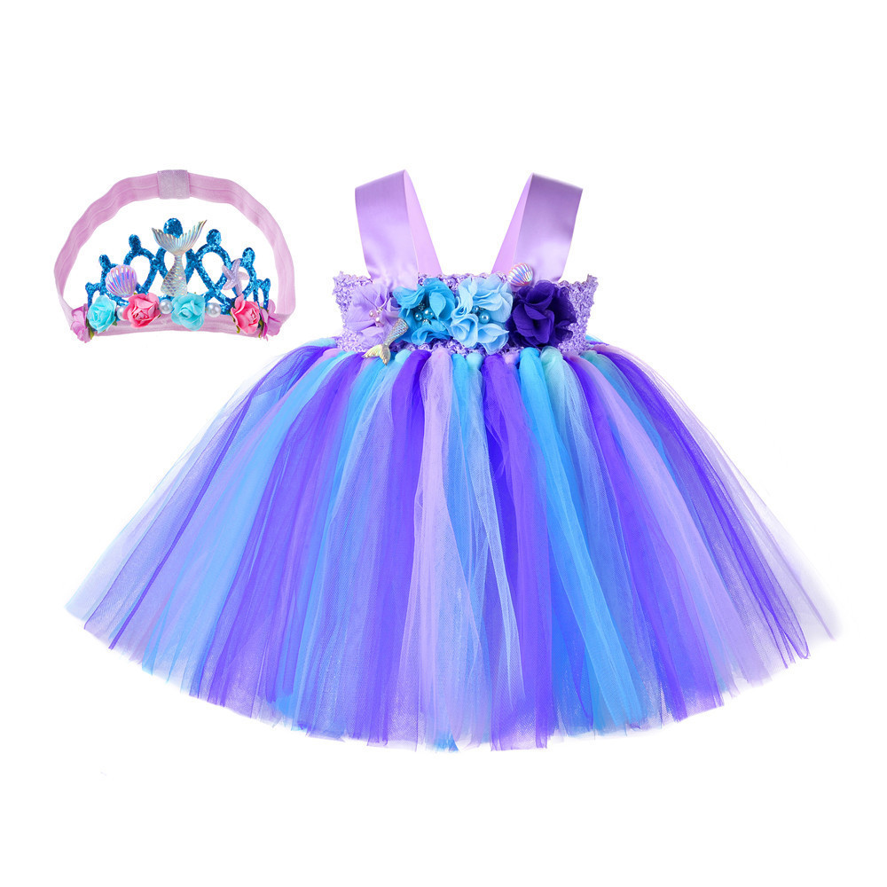 New Design Daisy Princess Baby Mermaid Dress Fancy Party Summer Dresses for Toddler Little Girls