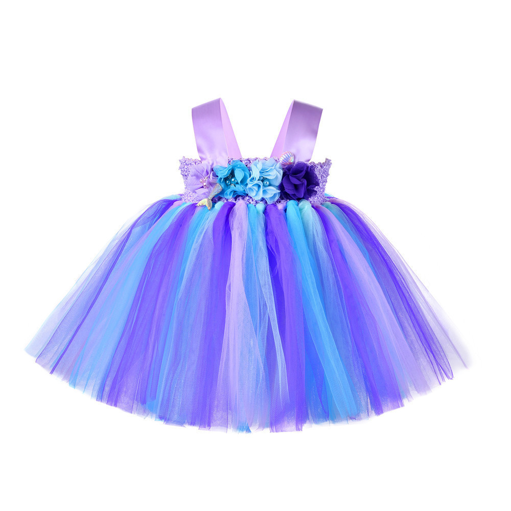 New Design Daisy Princess Baby Mermaid Dress Fancy Party Summer Dresses for Toddler Little Girls