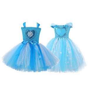 Frocks Character Cartoon Girl Elsa Princes Dress Cosplsy Costume