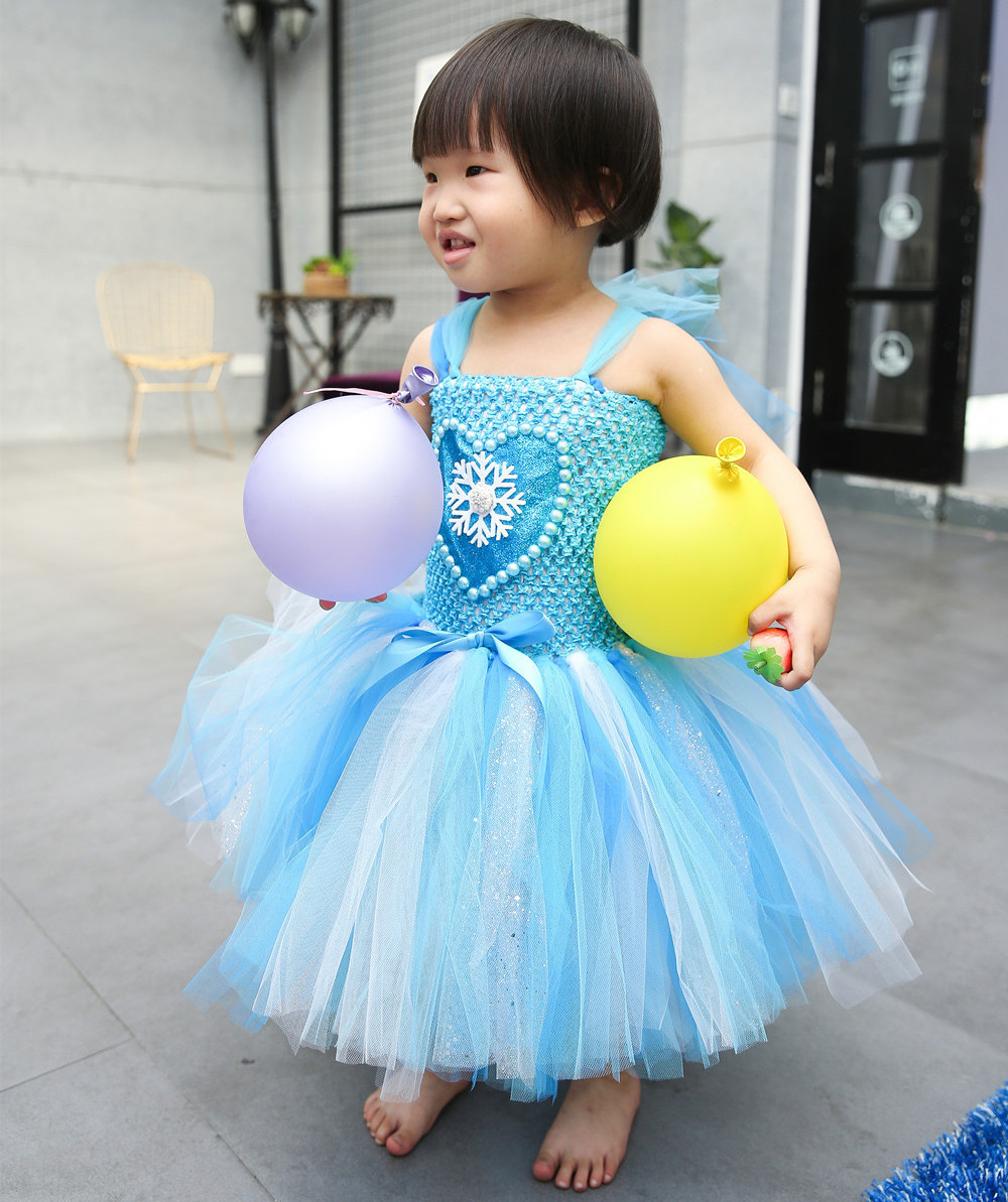 Frocks Character Cartoon Girl Elsa Princes Dress Cosplsy Costume