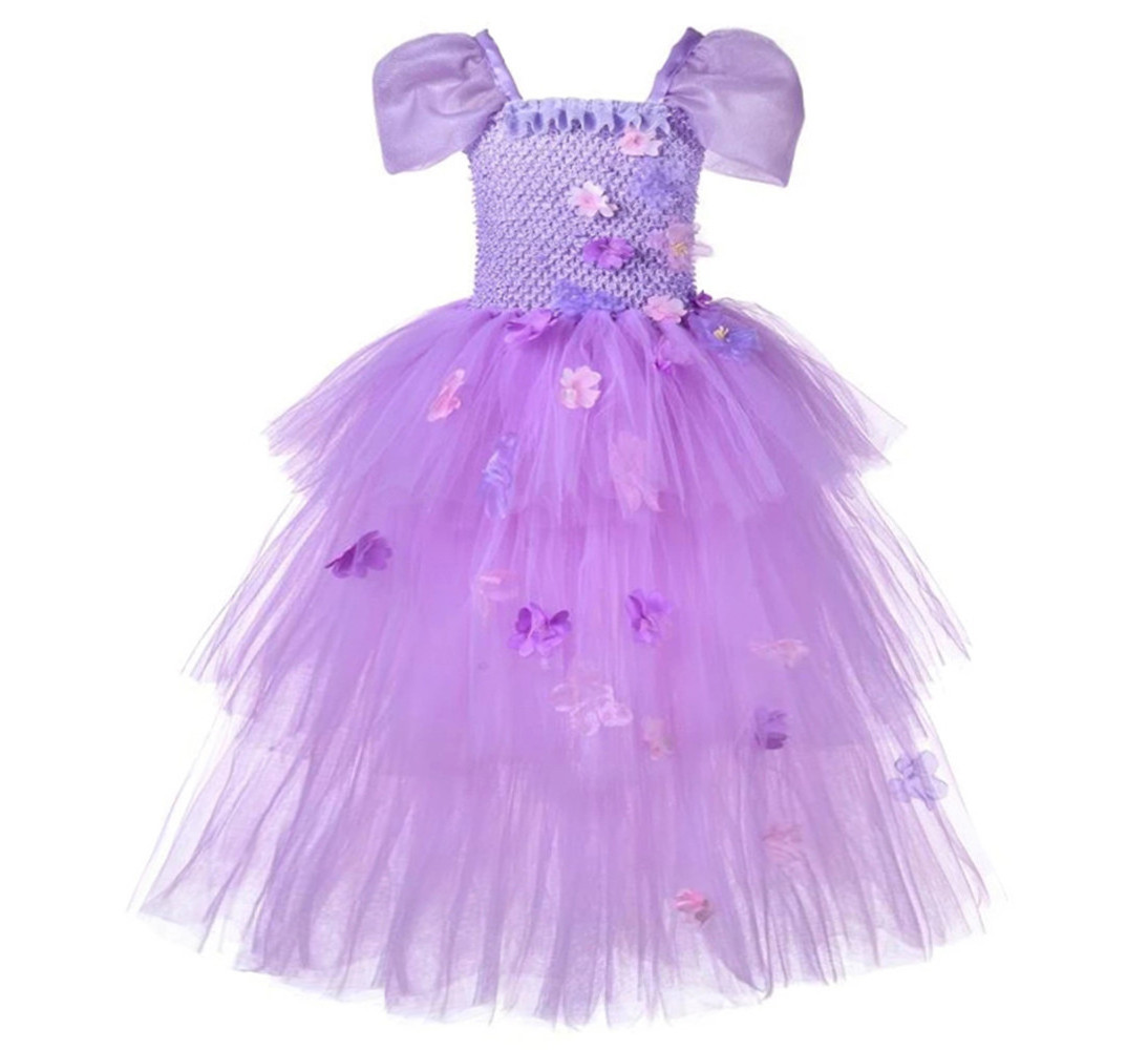 2022 New Design Girls Fluffy Tutu Tulle Dress With Bag Carnival Encanto Mirabel Cosplay Costumes