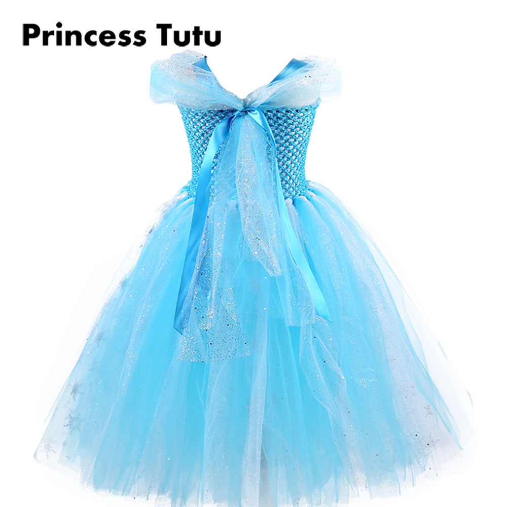 Frocks Character Cartoon Girl Elsa Princes Dress Cosplsy Costume